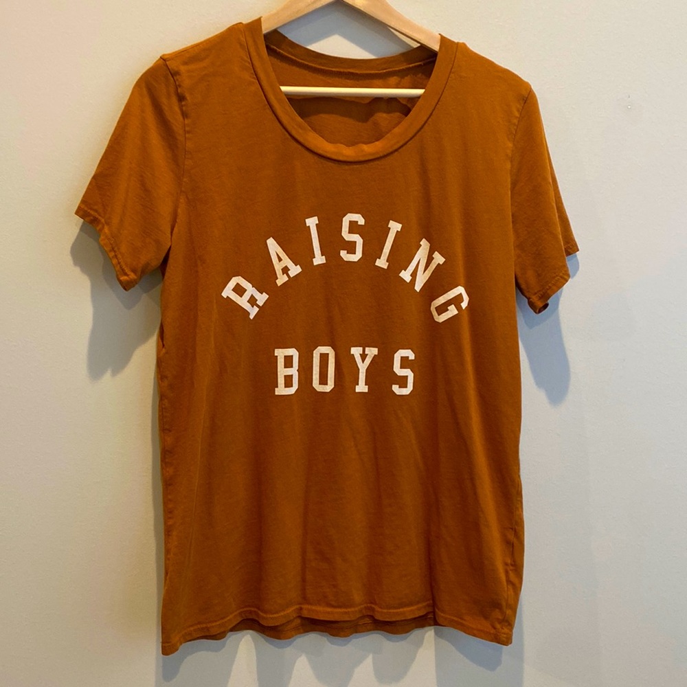 Ford and Wyatt raising boys mustard tee small